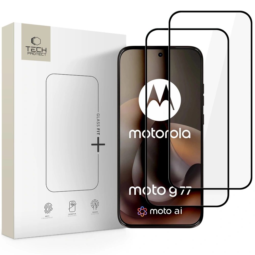 Levně Tech-Protect Tvrzené sklo Fit+ Motorola Moto G67 / G77, černé, 2 kusy