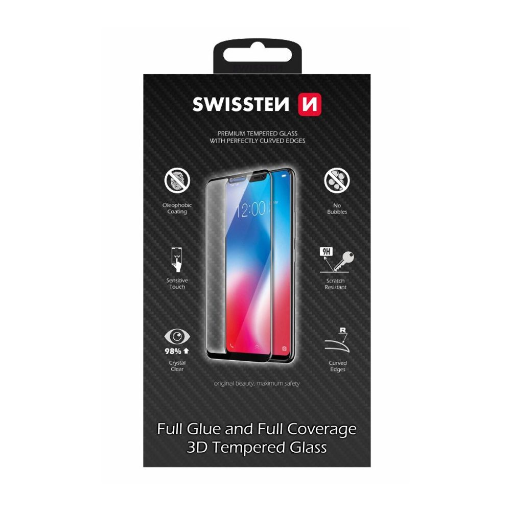 Swissten Ultra Durable 3D Full Glue Védő Edzett üveg, Apple IPhone 14 Pro, Fekete