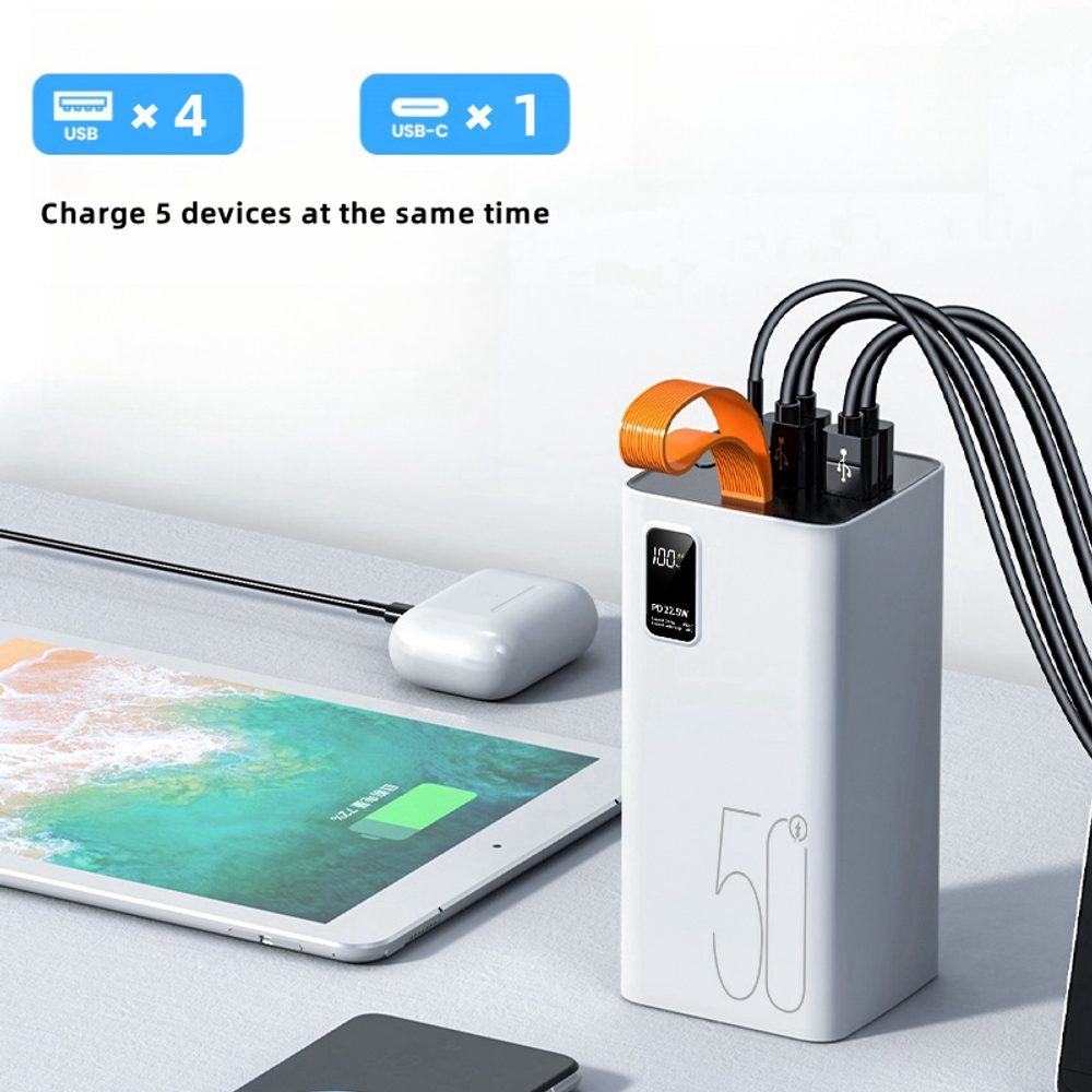 Powerbanka 50000mAh, PD 22,5W, QC3.0, černá