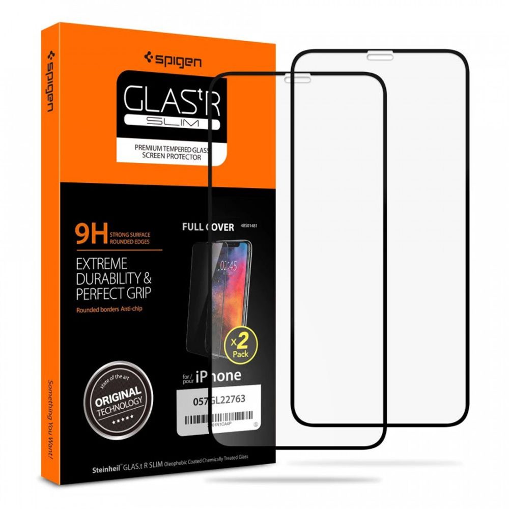 Spigen Full Cover Glass FC Folie De Sticlă Securizată, 2 Bucăți, IPhone 11 Pro, Neagră