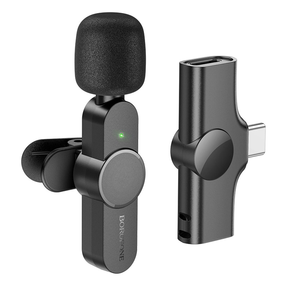 Borofone BFK12 Trophy Brezžični Mikrofon Za Kravate, USB-C, črn