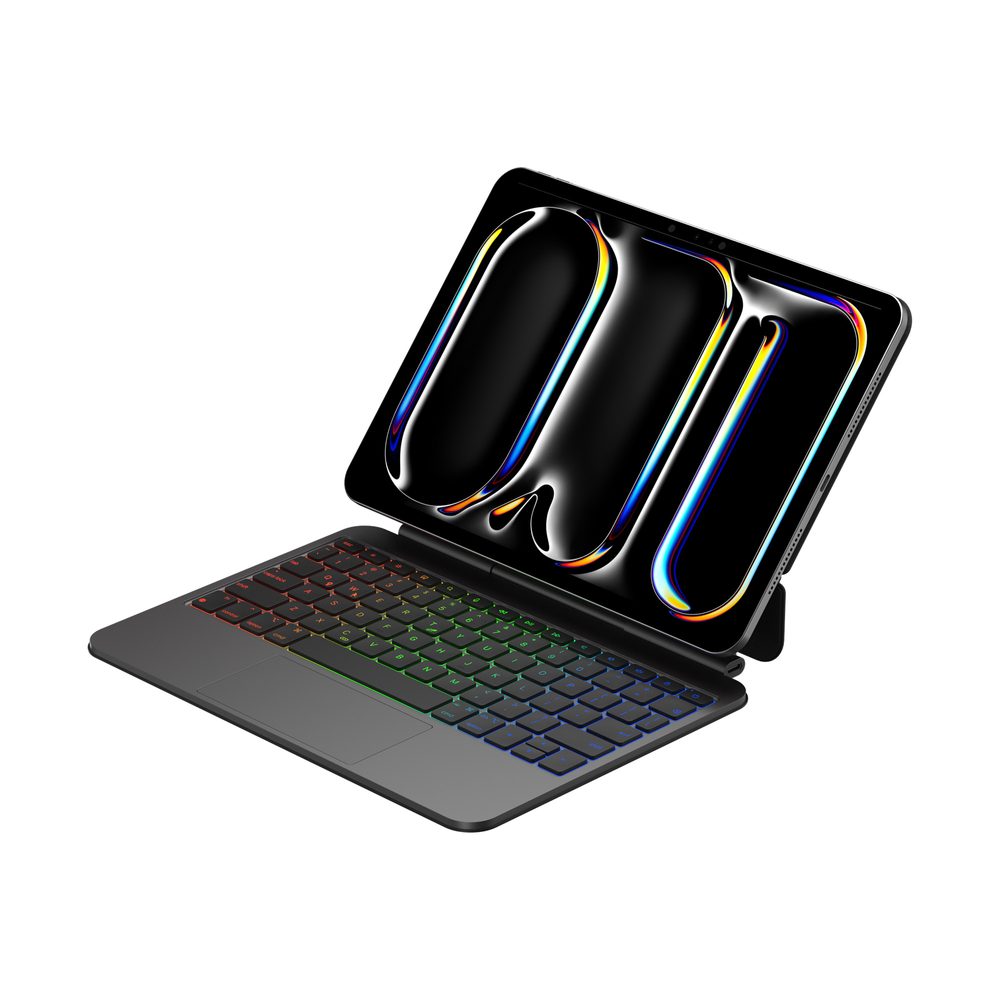 JP Magnetic Keyboard MK09 Aluminium tablet tok kijelzővel, iPad Pro 11 2024 / 2025, fekete