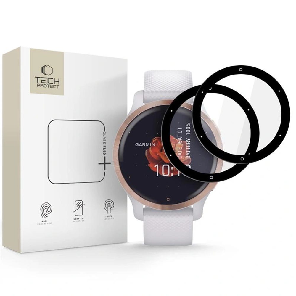 Tech-Protect Glass Flex+, Garmin Venu 2S, černé, 2 kusy