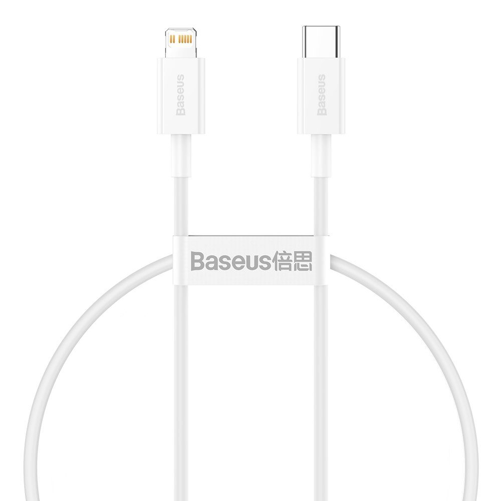 Cablu Baseus Superior USB-C - Lightning, 0,25 M, Alb (CATLYS-02)