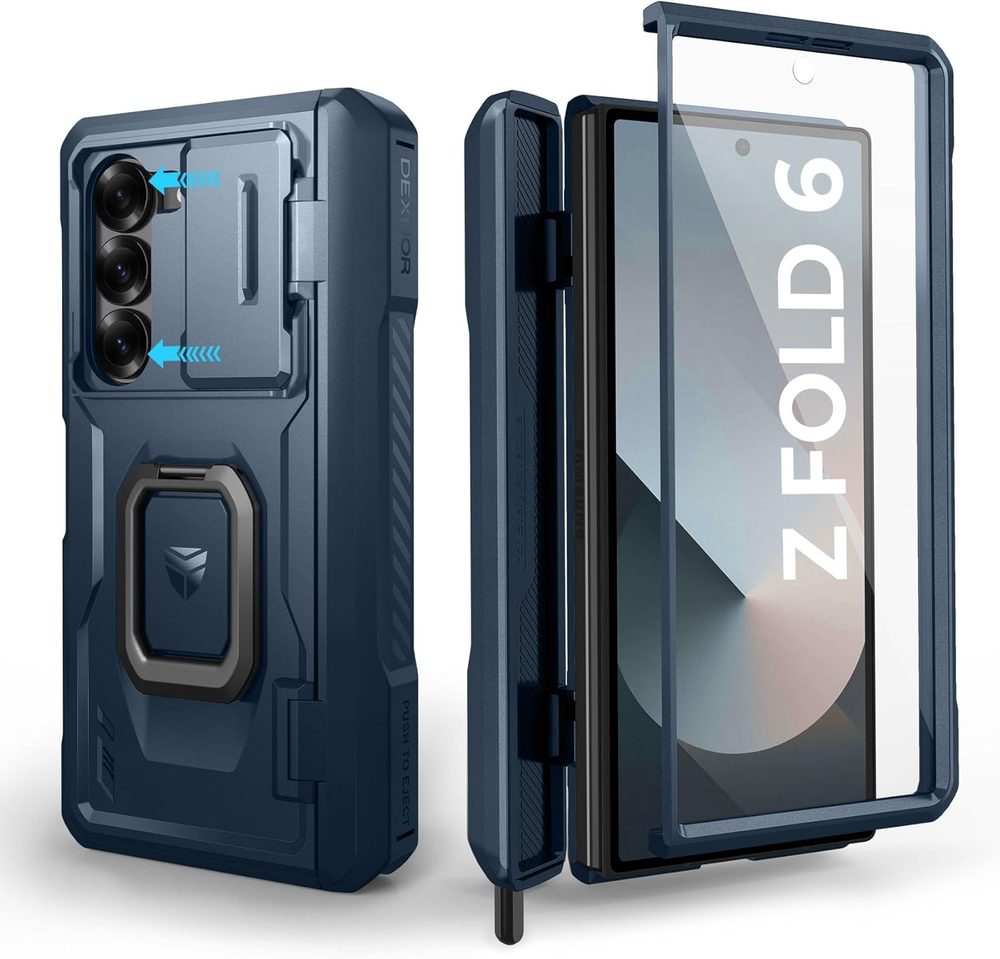 Dexnor 360 Kickstand Camprotector tok Samsung Galaxy Z Fold 6, kék