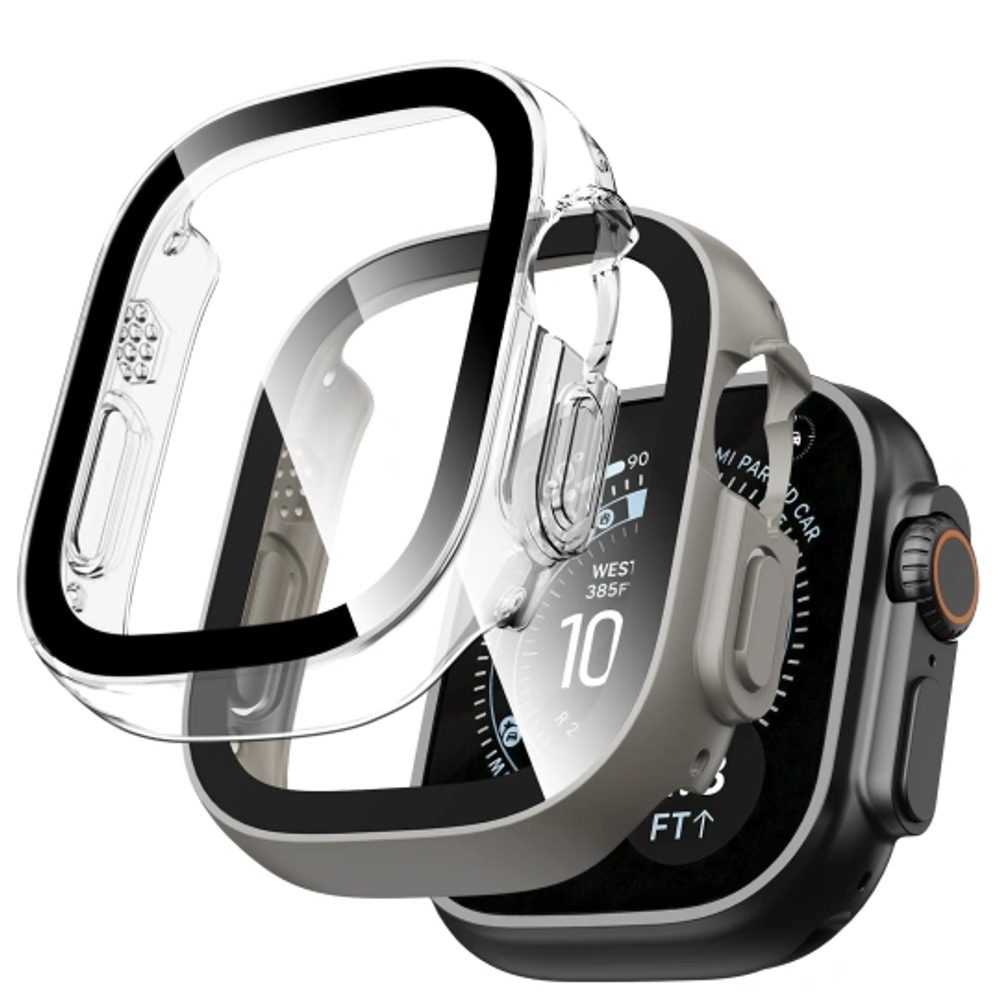Tech-Protect Defense 2 komada, Apple Watch Ultra 1 / 2 / 3 / 4 (49 mm), titan i prozirna
