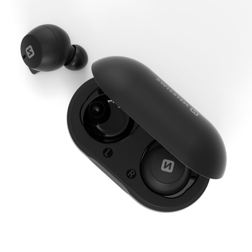 Căști Swissten Bluetooth TWS Stonebuds, Negre