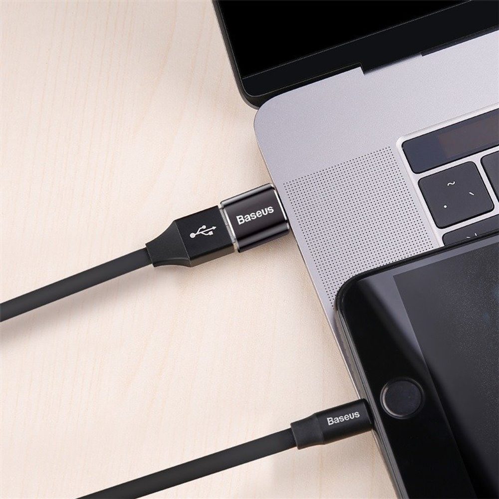 Baseus Adaptér USB Na USB-C, 2,4A, černý