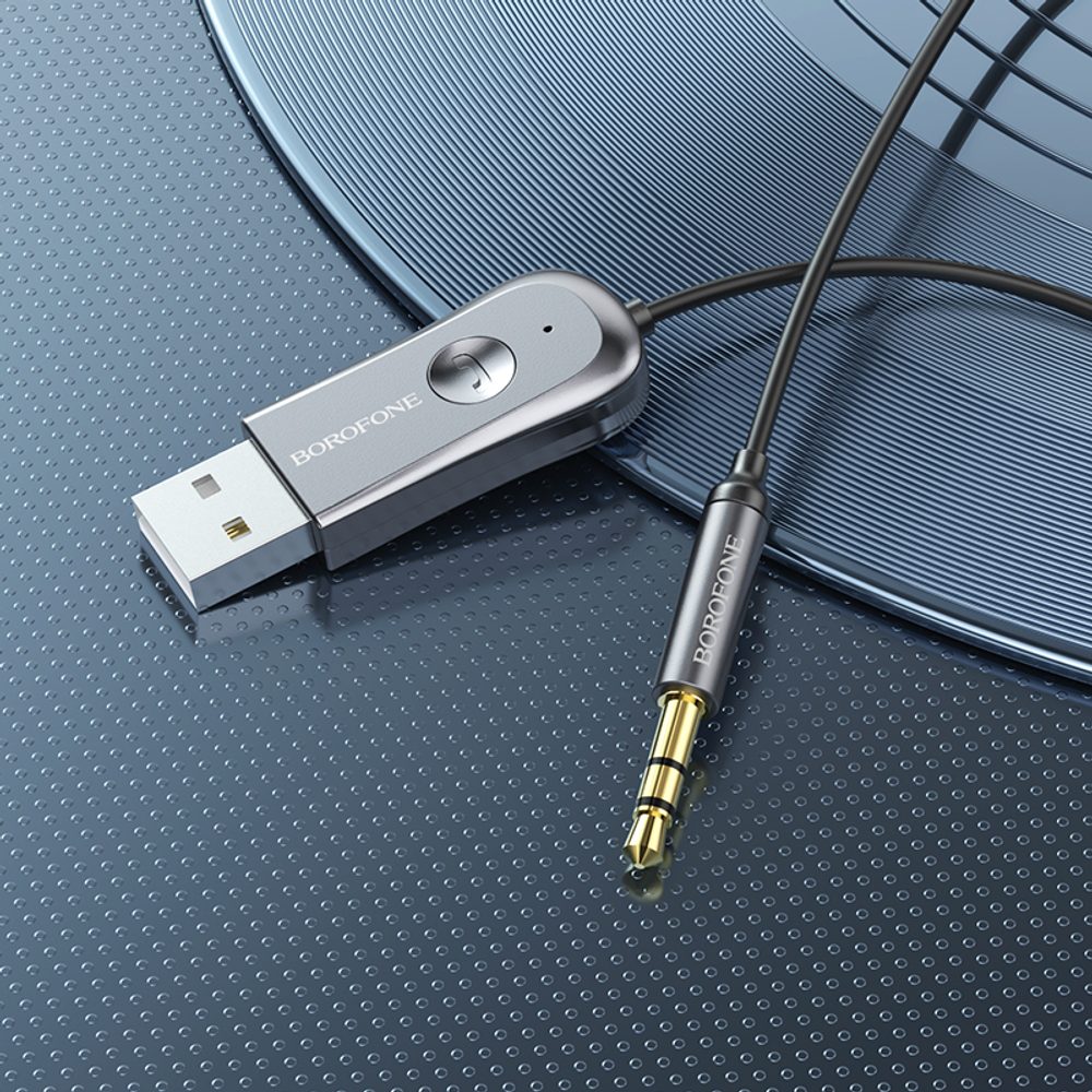 Borofone BC44 Bluetooth Avdio Adapter - USB Na 3,5-milimetrski Priključek, Siv