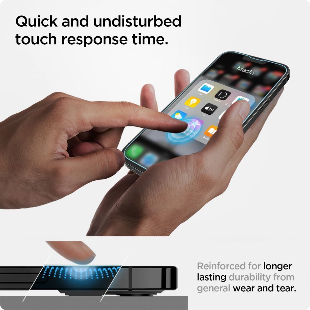 Spigen Glass.TR EZFit FC S Aplikátorem, 2 Kusy, Tvrzené Sklo, IPhone 15 Plus, černé