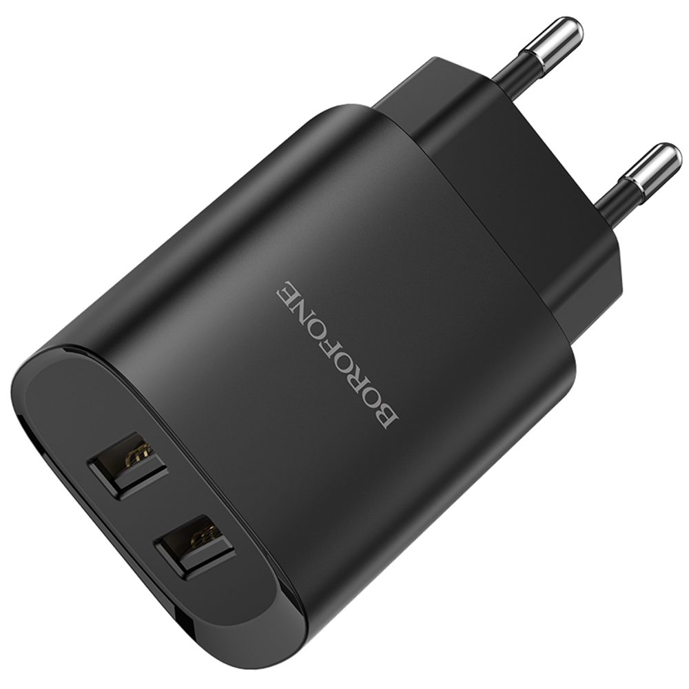 Borofone Polnilnik BN2 Super - 2x USB - Lightning, 2,1 A, črn