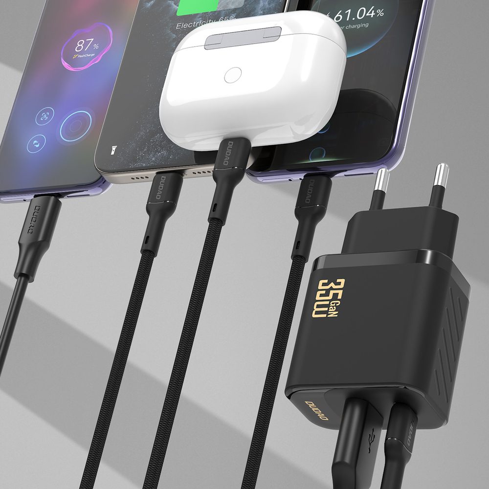 Dudao A27Max nabíjačka USB-A + USB-C, 35W GaN, čierna