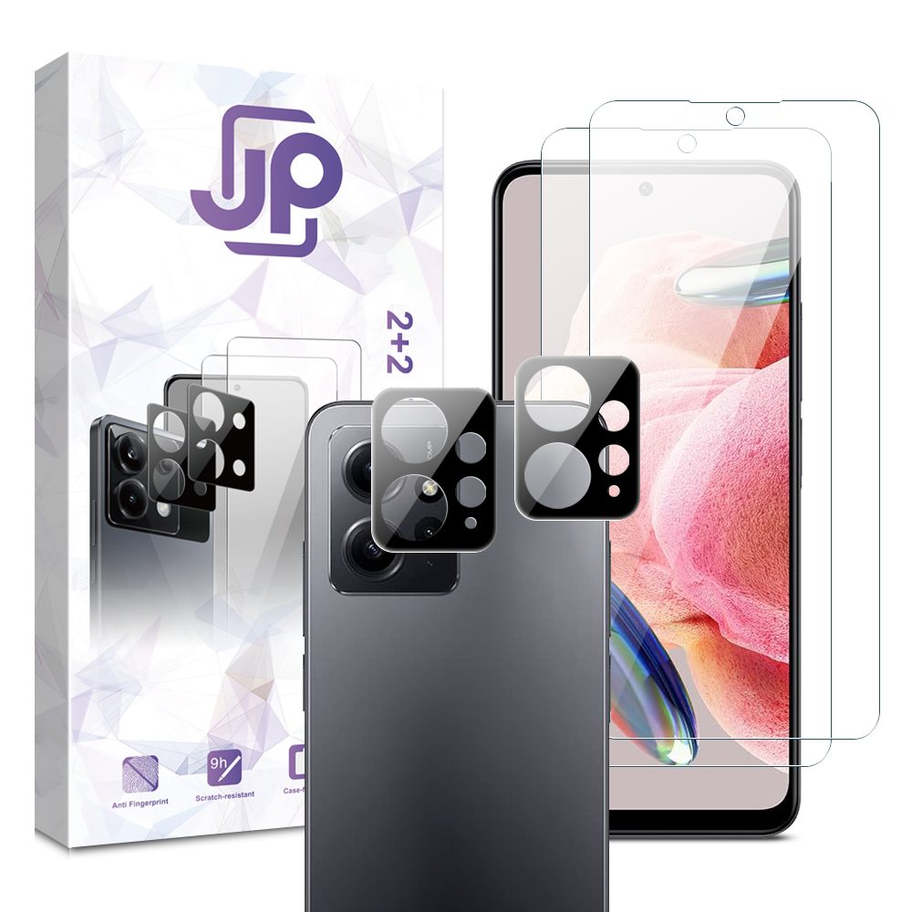 JP Combo pack, Sada 2 tvrzených skel a 2 sklíček na fotoaparát, Xiaomi Redmi Note 12 4G