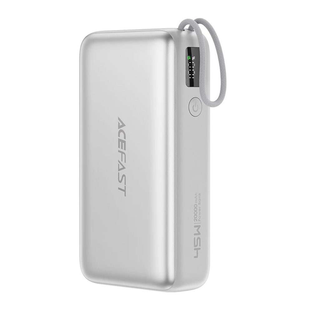 Levně Acefast Powerbanka (M34) 20 000 mAh, USB-C + USB-C kabel, PD45W, stříbrná