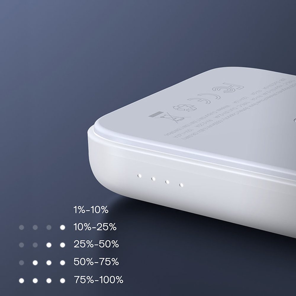 Joyroom PowerBank 10000mAh 20W Power Delivery Gyorstöltés, Mágneses Vezeték Nélküli Qi Töltő, 15W IPhone MagSafe, Fehér (JR-W020 White)r)