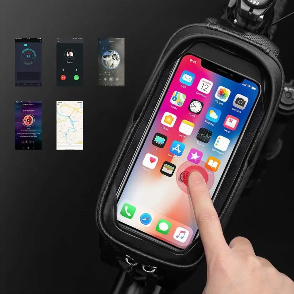 Rockbros B68-1 Obrnená taška na bicykel s vreckom na telefón 1,7l, čierna