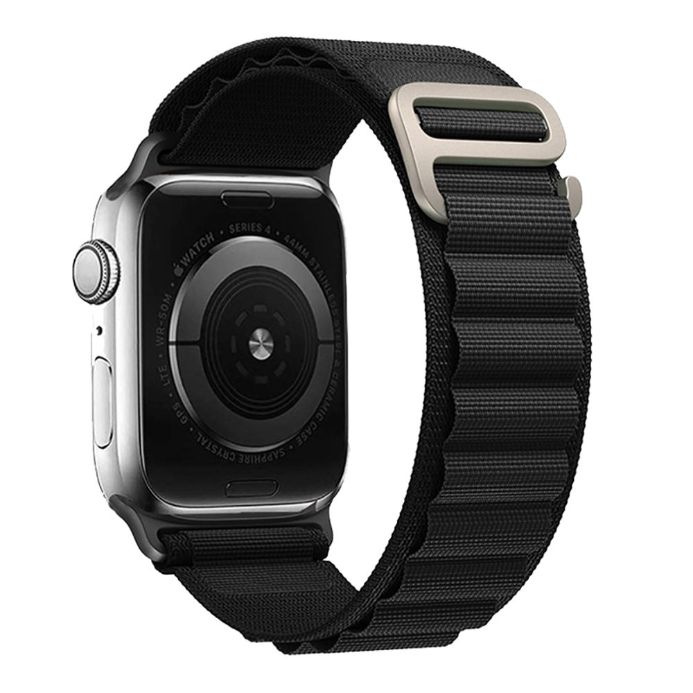 Nylon řemínek, Apple Watch 42 / 44 / 45 / 49 mm, design 2, černý