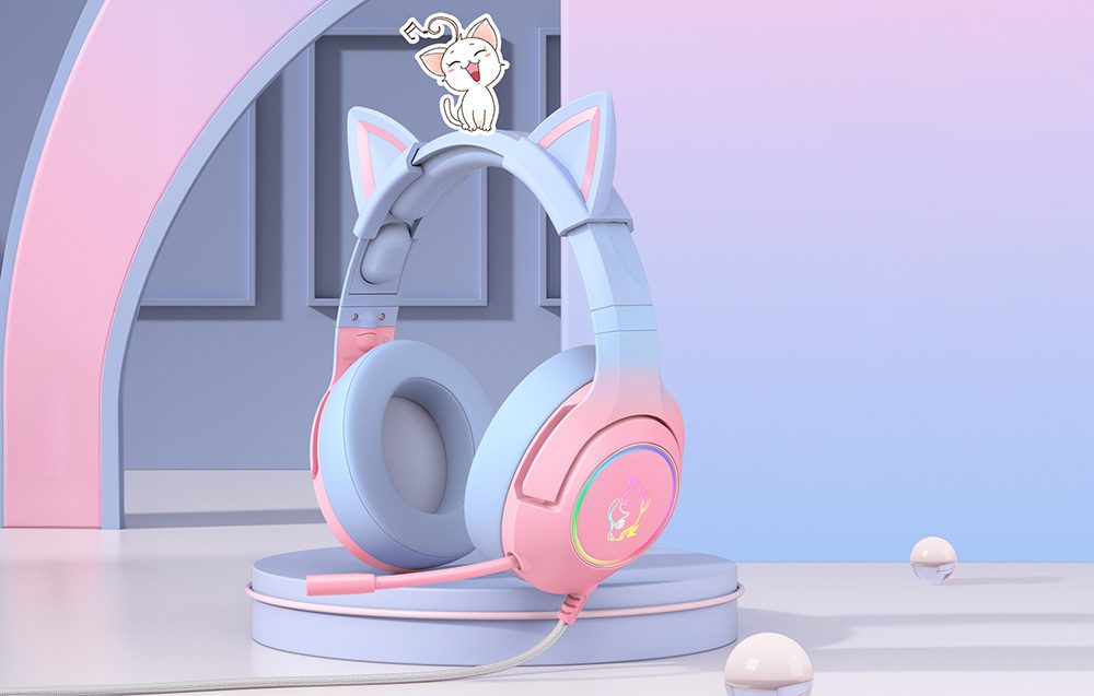 Onikuma K9 RGB Gaming Slušalke, Modro-rožnate