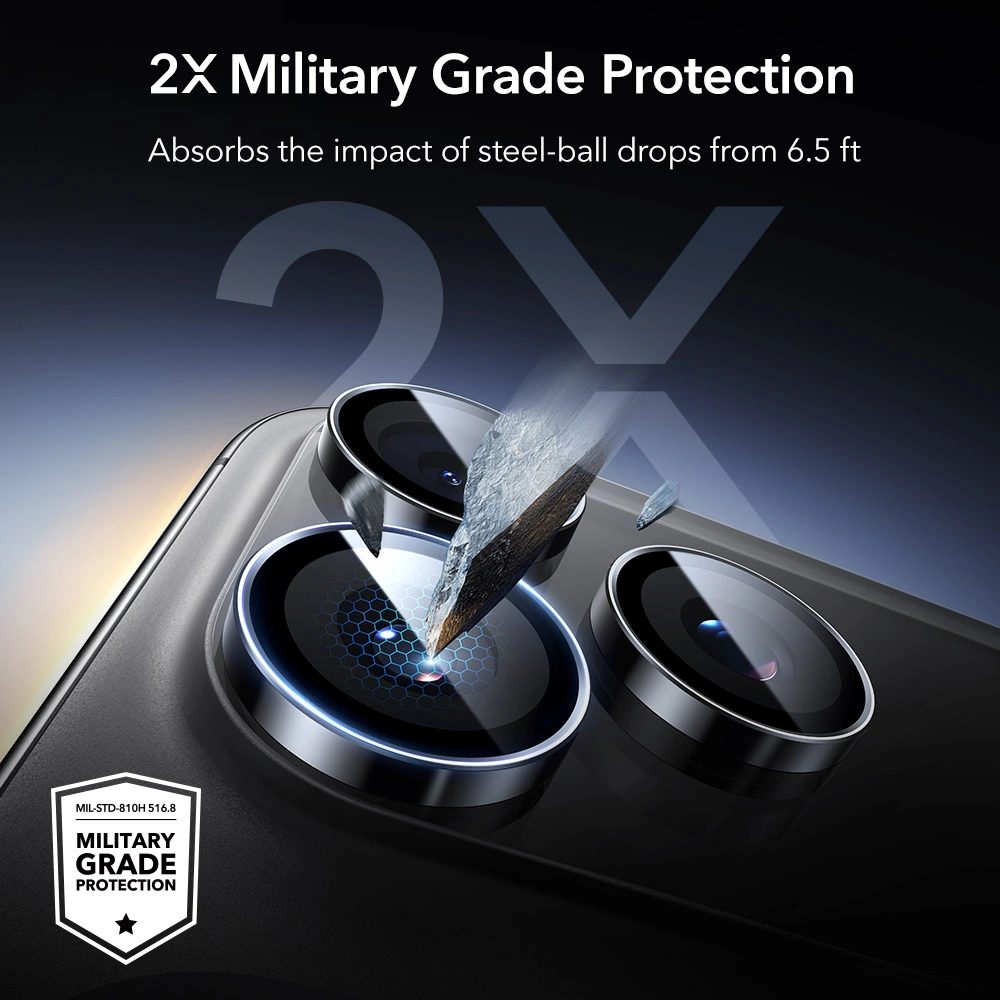 ESR Armorite Tvrdené sklo na šošovku fotoaparátu, iPhone 14 Pro / Max / 15 Pro / Max / 16 Pro / Max / 17 Pro / Max, čierne