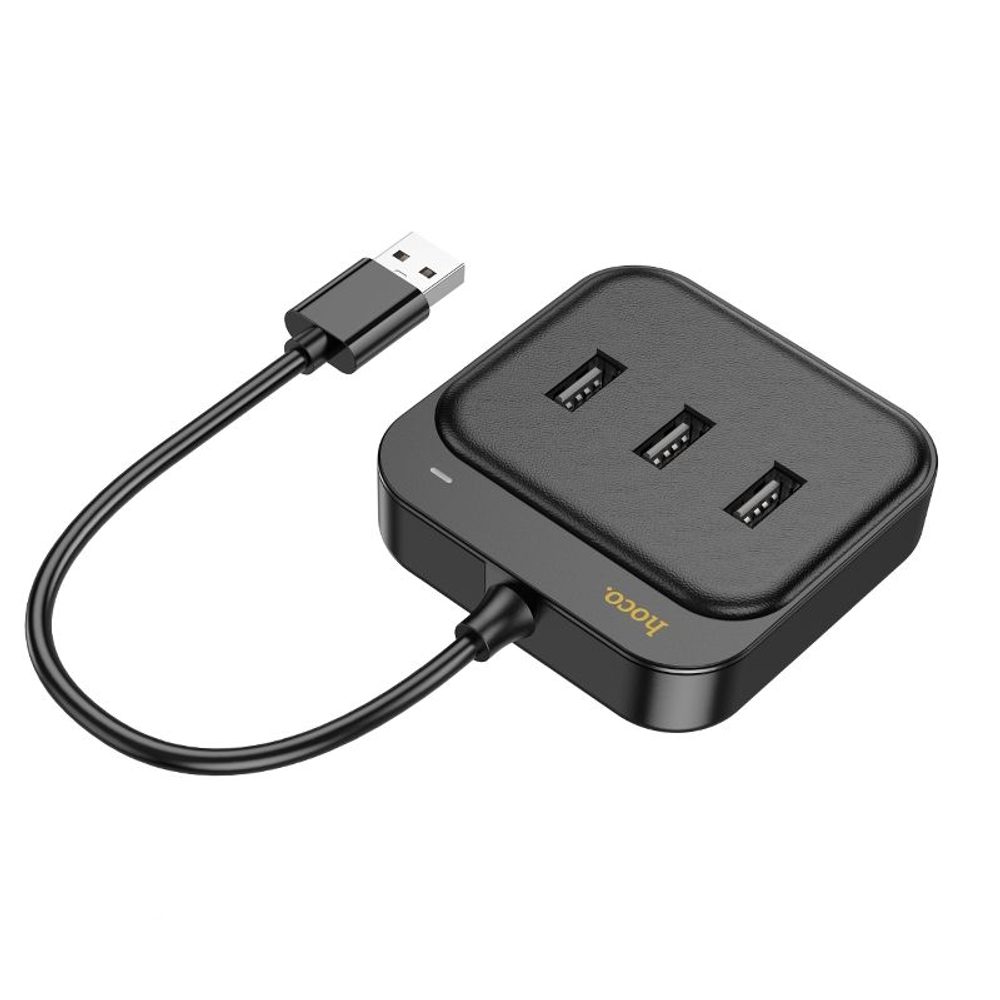 Hoco adaptér HUB 4v1 USB na 3x USB2.0 + RJ45, 100 Mbps Ethernet, 0,2 m, černý (HB35)