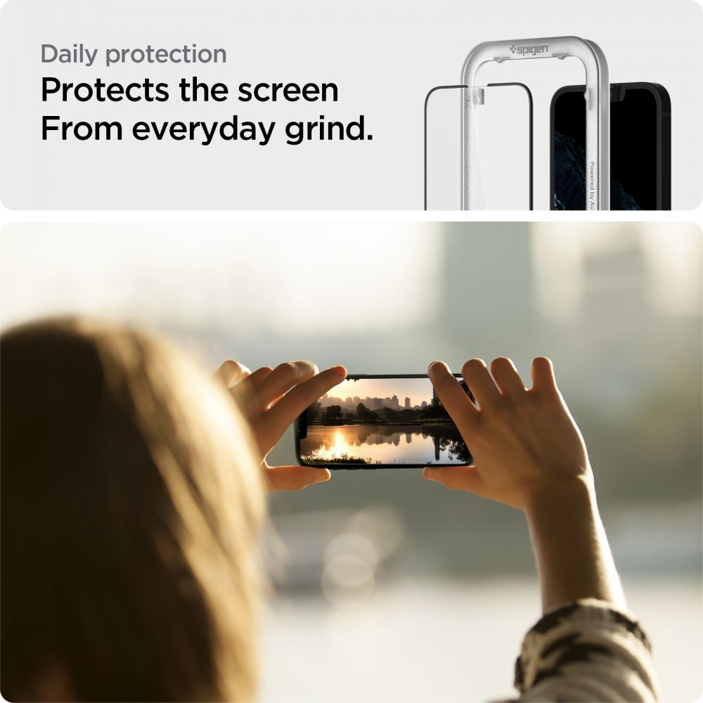 Spigen ALM Glass FC Zaštitno Kaljeno Staklo 2 Kom, IPhone 13 Pro Max / 14 Plus, Crna