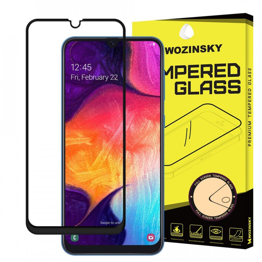 5D Tvrdené Sklo Pre Samsung Galaxy A30 / A50, čierne