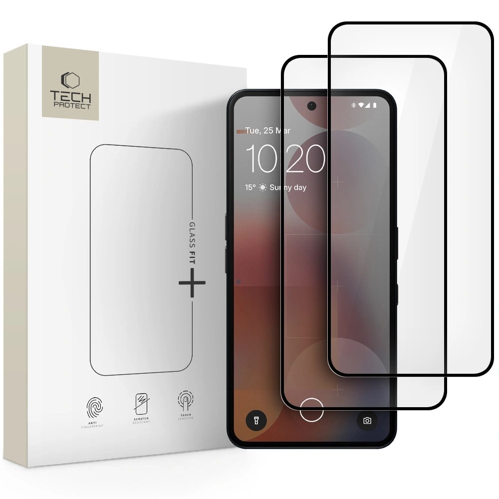 Tech-Protect Edzett üveg Fit+ Nothing Phone 3A / 3A Pro, fekete, 2 darab