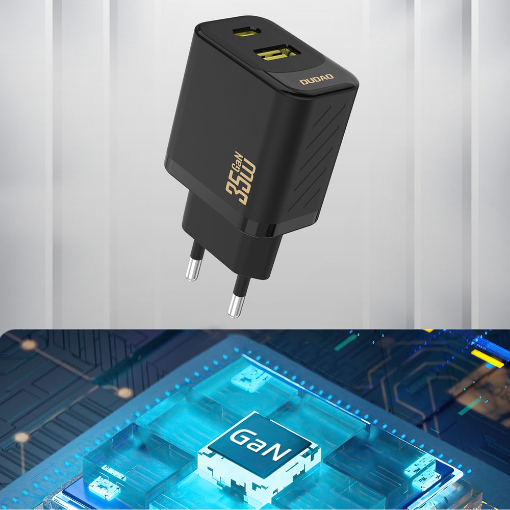 Dudao A27Max nabíjačka USB-A + USB-C, 35W GaN, čierna