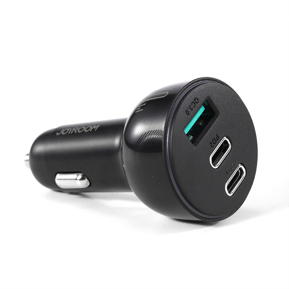 Joyroom Autós Töltő 70 W 3 Porttal, 2x USB-C, USB, Fekete (JR-CL26)