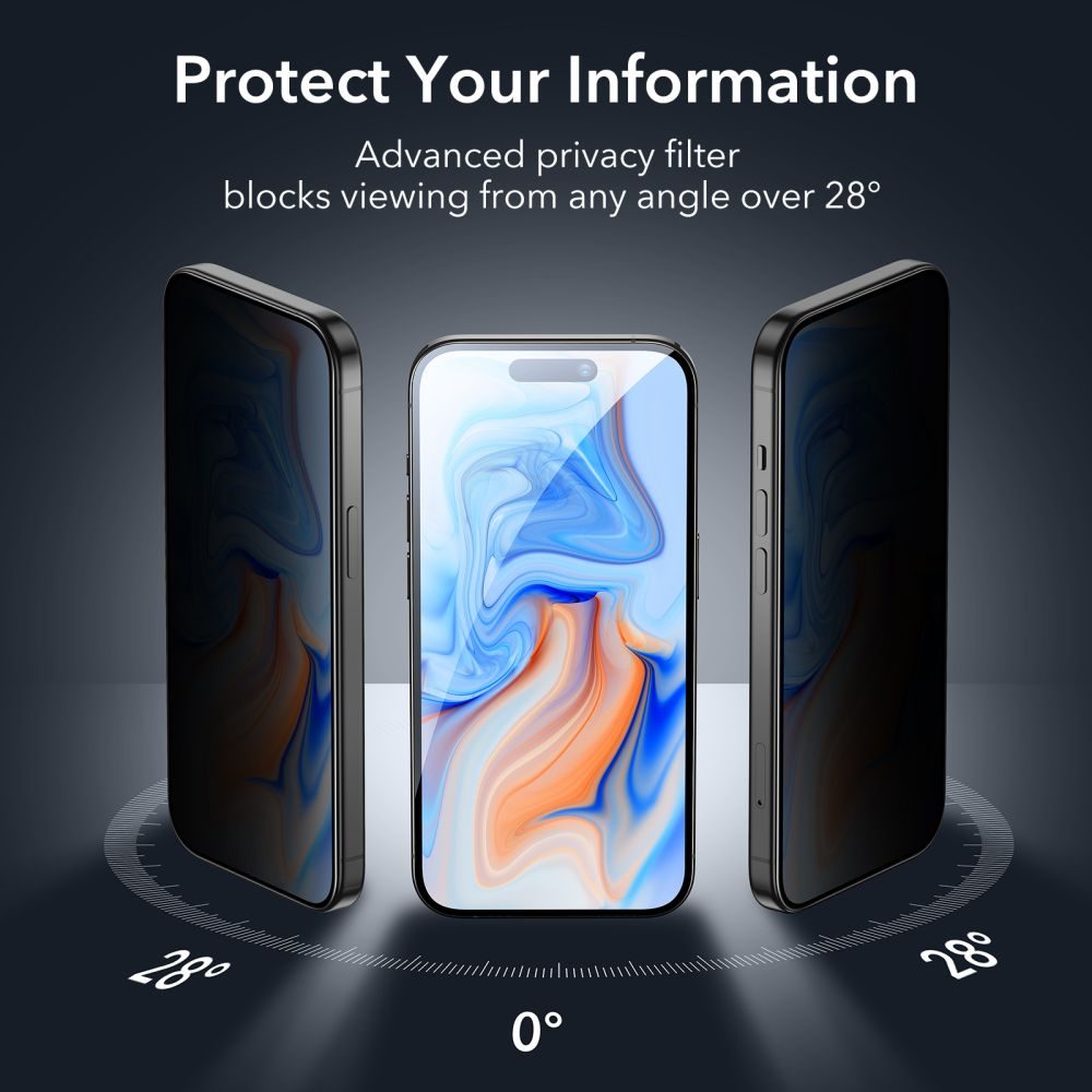 ESR Adatvédelmi Edzett üveg, IPhone 15