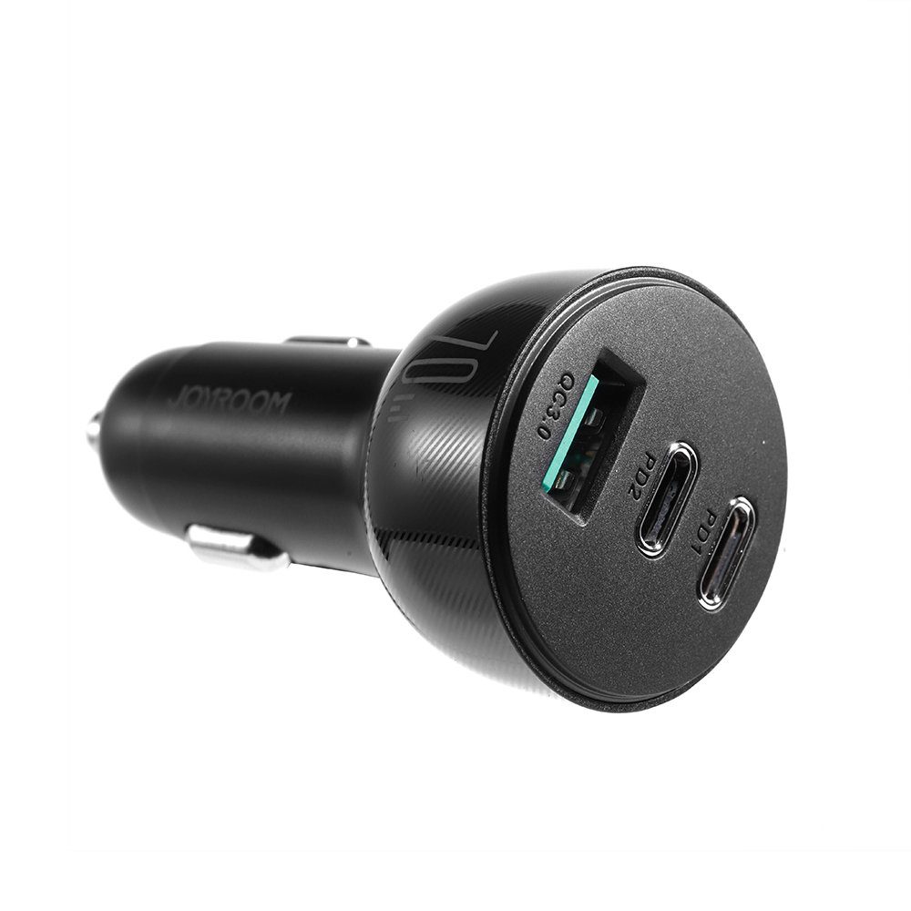 Joyroom Autós Töltő 70 W 3 Porttal, 2x USB-C, USB, Fekete (JR-CL26)