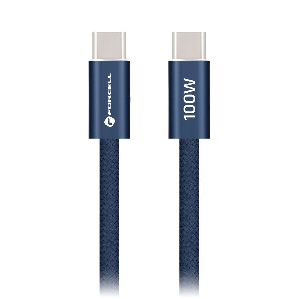Cablu Forcell F-Energy USB-C - USB-C, QC4.0, PD, 5A, 100W, 1,2 m, albastru