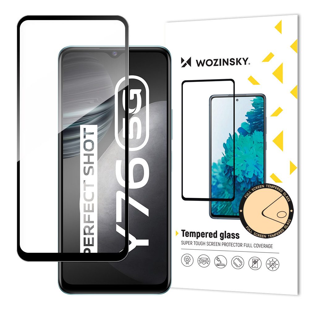5D edzett üveg a Vivo Y76 5G / Y76S / Y74S telefonokhoz, fekete