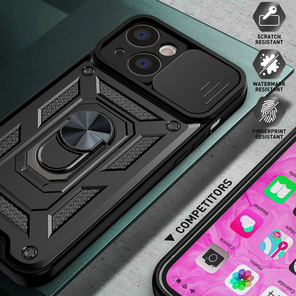 Slide Camera Armor Case Obal, IPhone XR, čierny