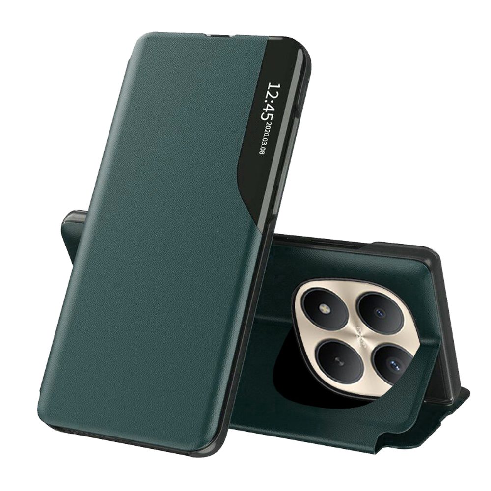 Levně Eco Leather View Case, Xiaomi Redmi Note 15 Pro Plus 5G / Poco M8 Pro 5G, zelené