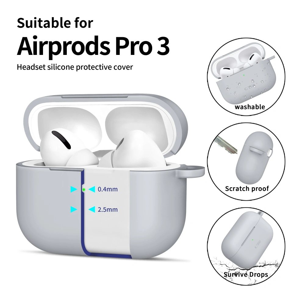 Tech-Protect Silikónové puzdro, Apple AirPods Pro 3, šedé