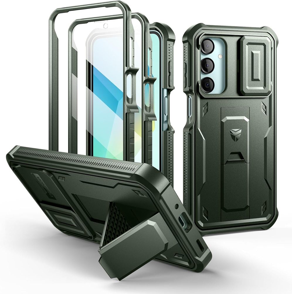 Levně Dexnor 360 Kickstand Camprotector obal Samsung Galaxy A16, zelený