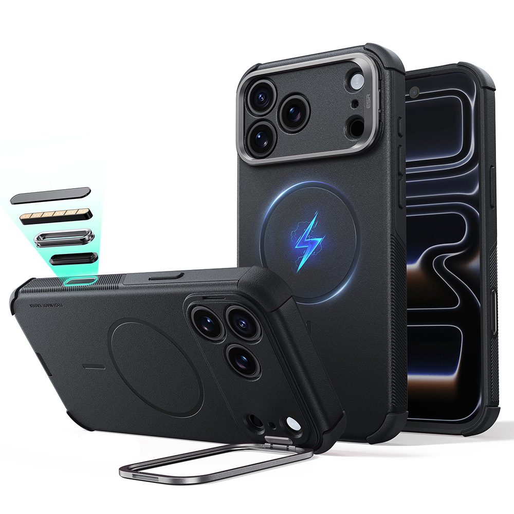 Maska ESR Cyber Armor Kickstand, iPhone 17 Pro / 18 Pro, crna