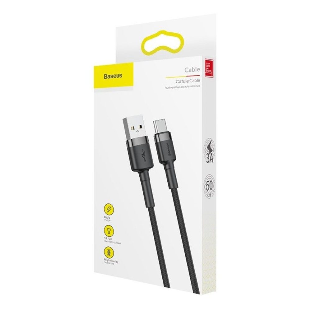 Baseus Cafule Kabel, USB-C, Sivo-crni, 2 M (CATKLF-CG1)