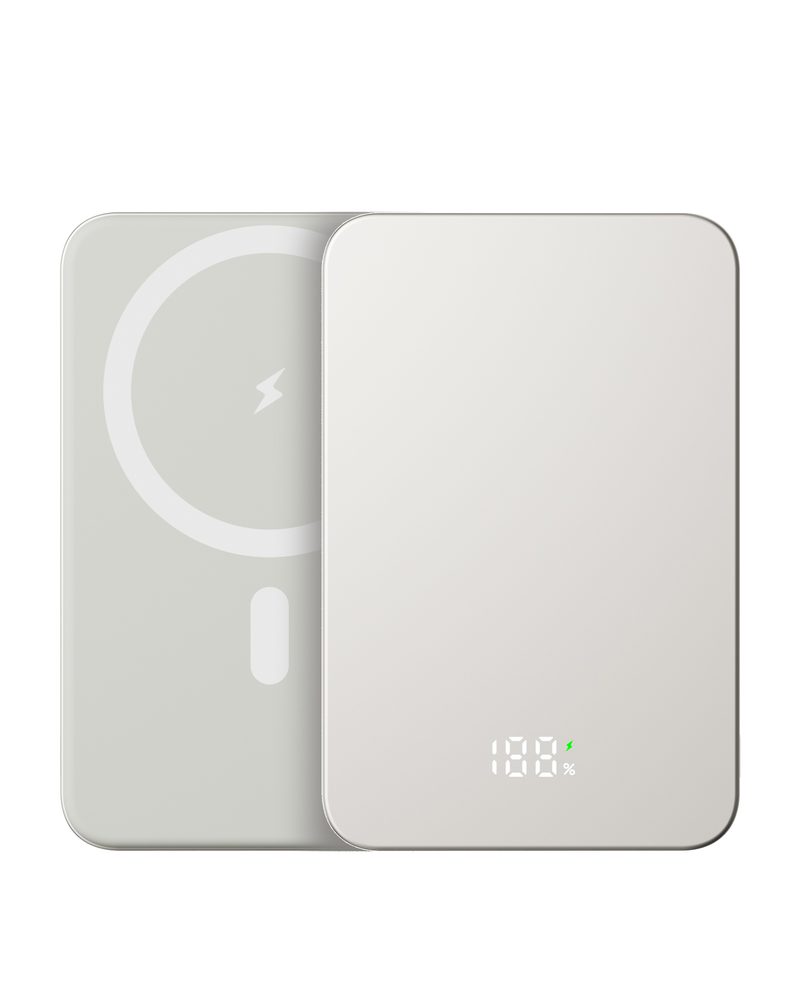 Powerbank UltraThin MagSafe 5000 mAh, PD20W + 15W wireless, argintiu