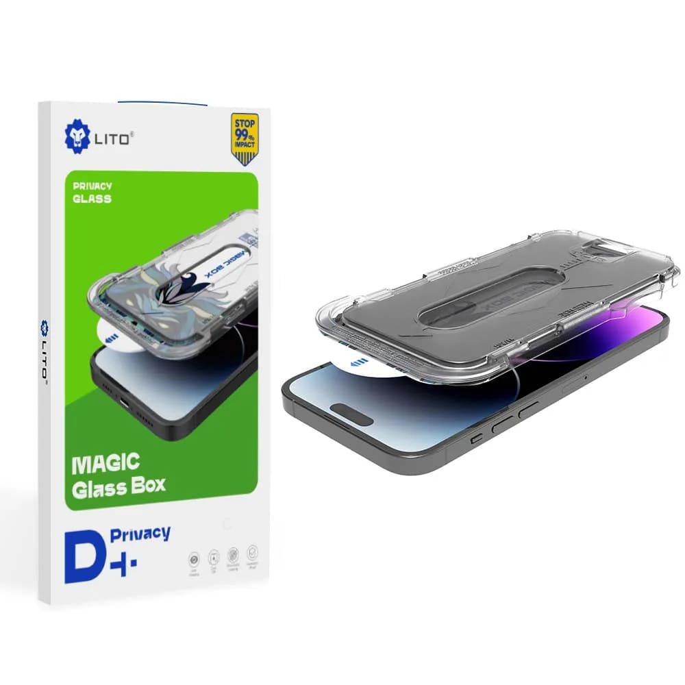 Lito Magic Glass Box D+ Szerszámok, Edzett üveg, IPhone 13 / 13 Pro / 14, Privacy