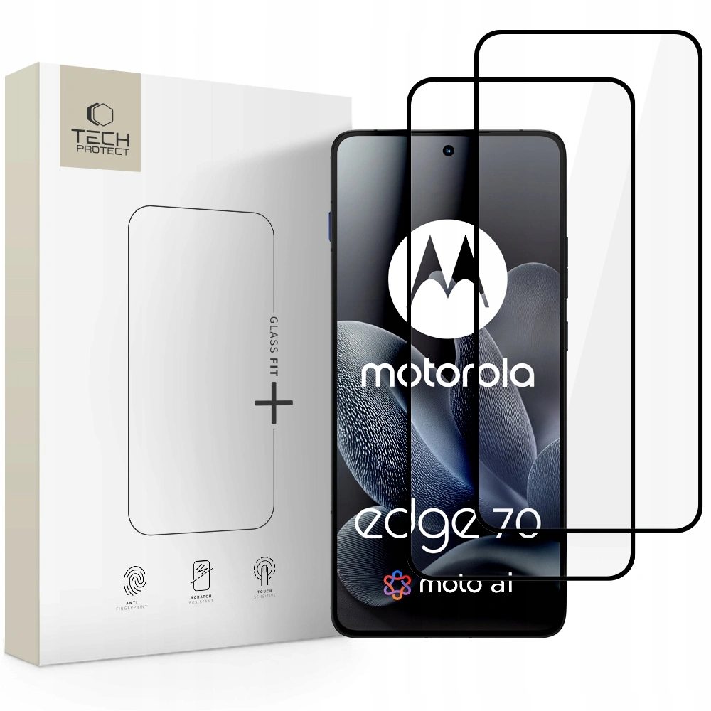 Tech-Protect Tvrzené sklo Fit+ Motorola Edge 70 5G, černé, 2 kusy