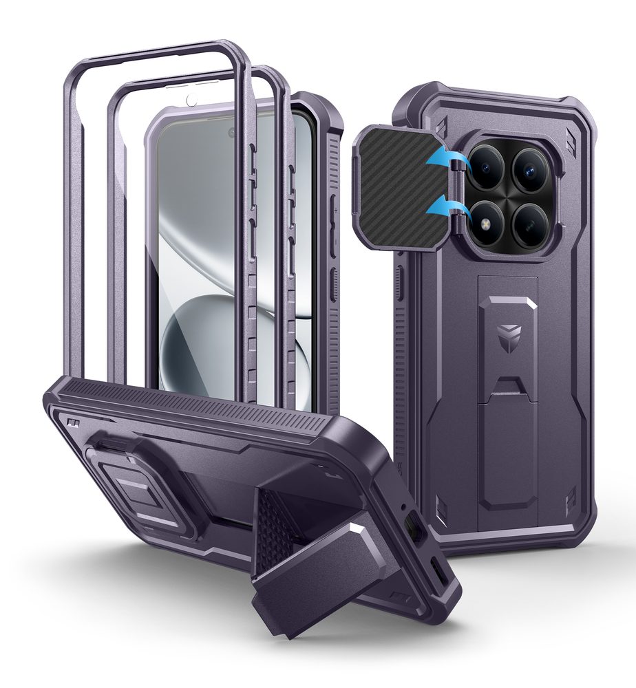 Husa Dexnor 360 Kickstand Camprotector pentru Xiaomi Redmi Note 15 Pro 5G, mov