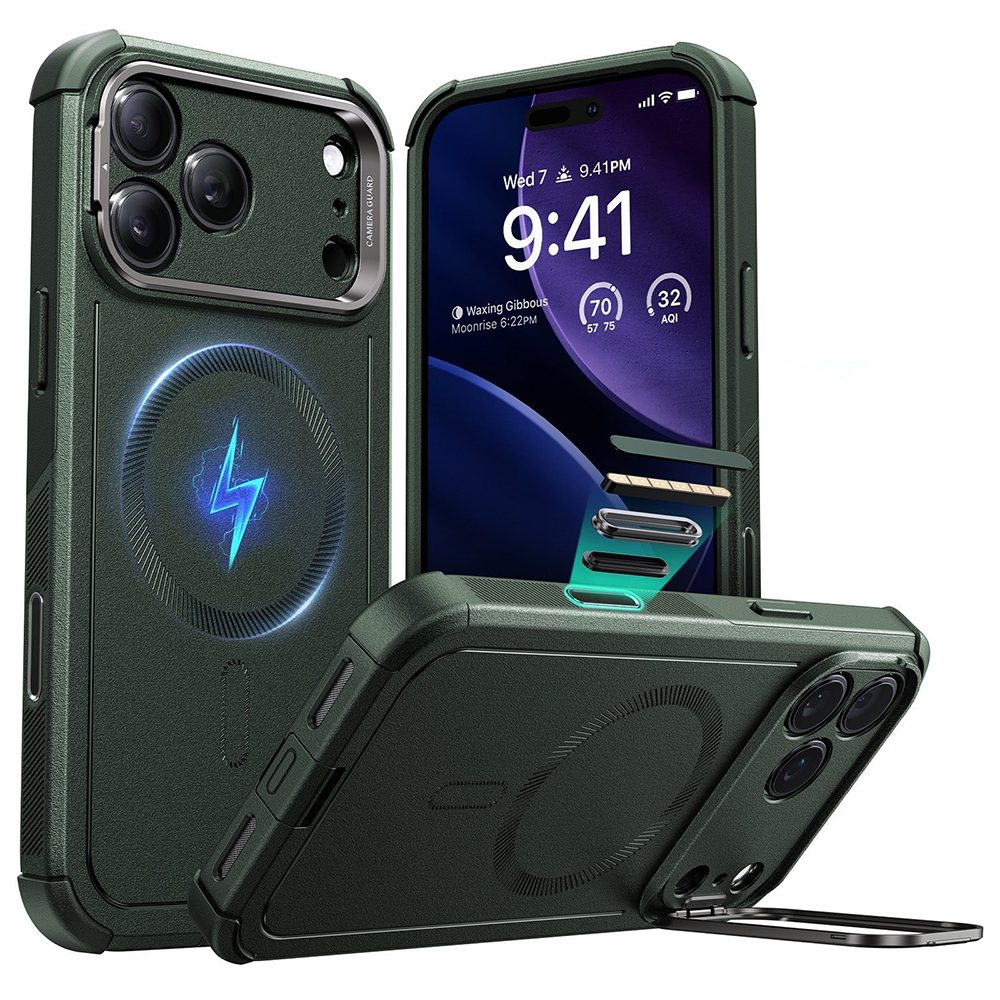 Levně Kryt ESR Cyber Armor Kickstand, iPhone 17 Pro Max, zelený