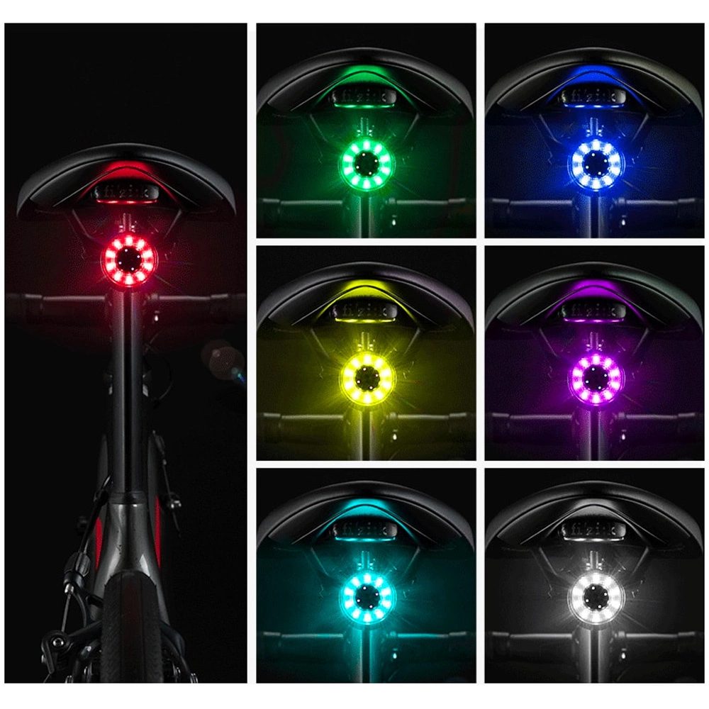 Rockbros Q1 Zadné svetlo na bicykel, 7 farieb, LED, micro USB, čierne