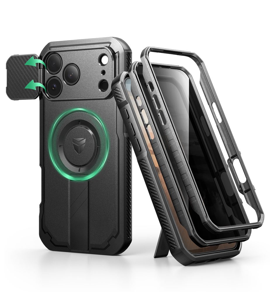 Levně Dexnor Privacy MagSafe Kickstand Camprotector obal iPhone 17 Pro Max, černý
