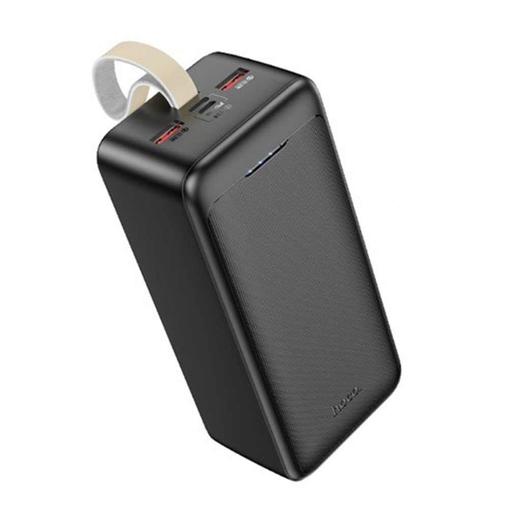 Hoco J111C PowerBanka 40000mAh, 2x USB, USB-C, Micro-USB, PD30W, s LED diodou a šňůrkou na krk, černá