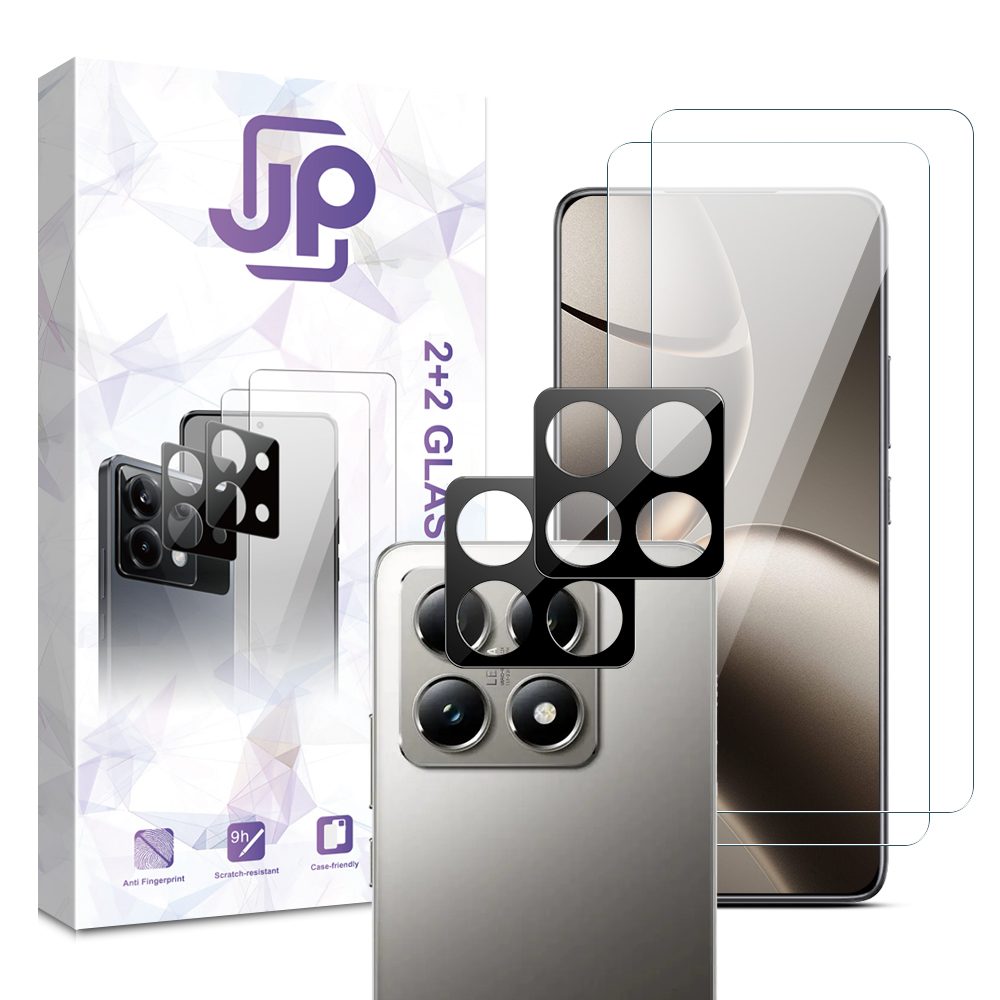 JP Combo pack, Sada 2 tvrzených skel a 2 sklíček na fotoaparát, Xiaomi 14T Pro