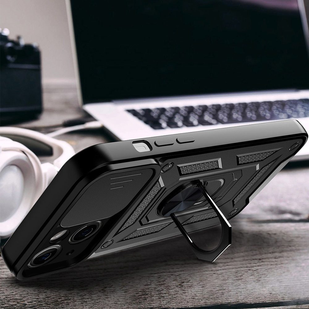 Slide Camera Armor Case Obal, Realme C21, čierny
