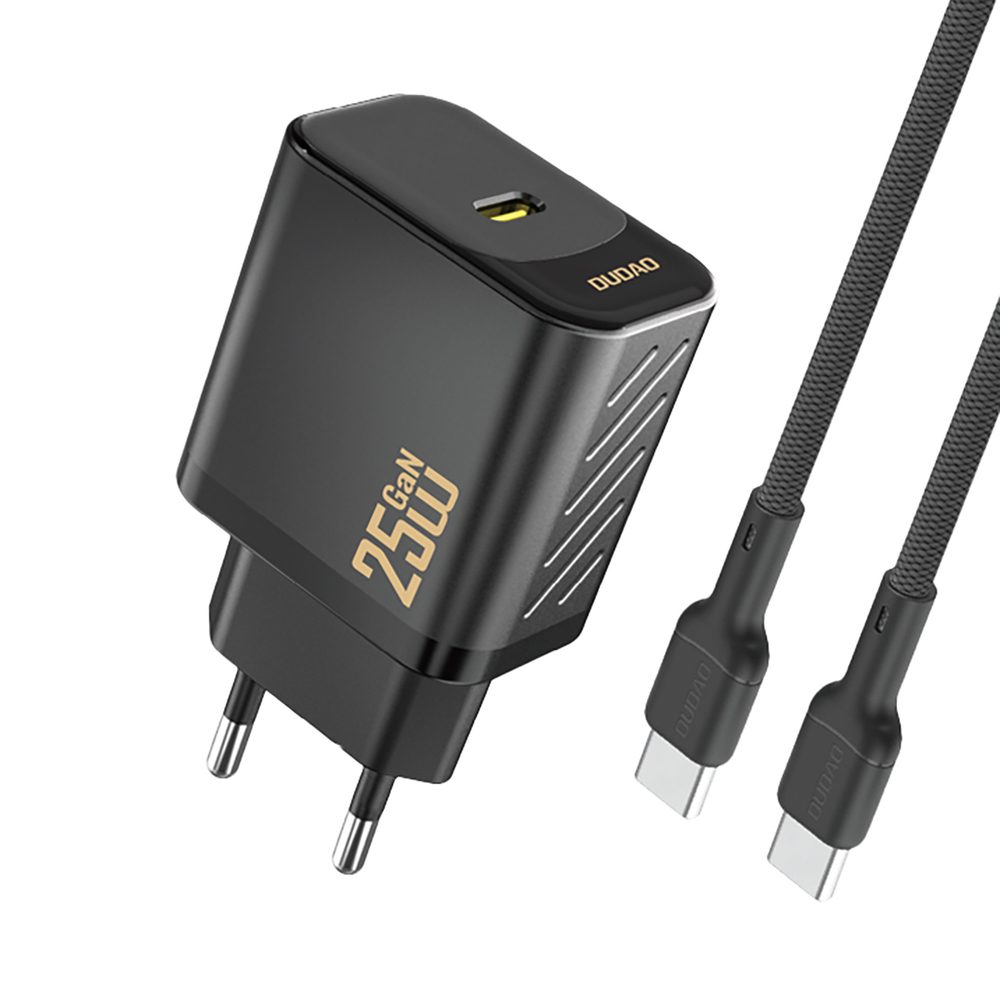 Levně Dudao A27CEU nabíječka USB-C + kabel USB-C - USB-C, PD 25W GaN, černá